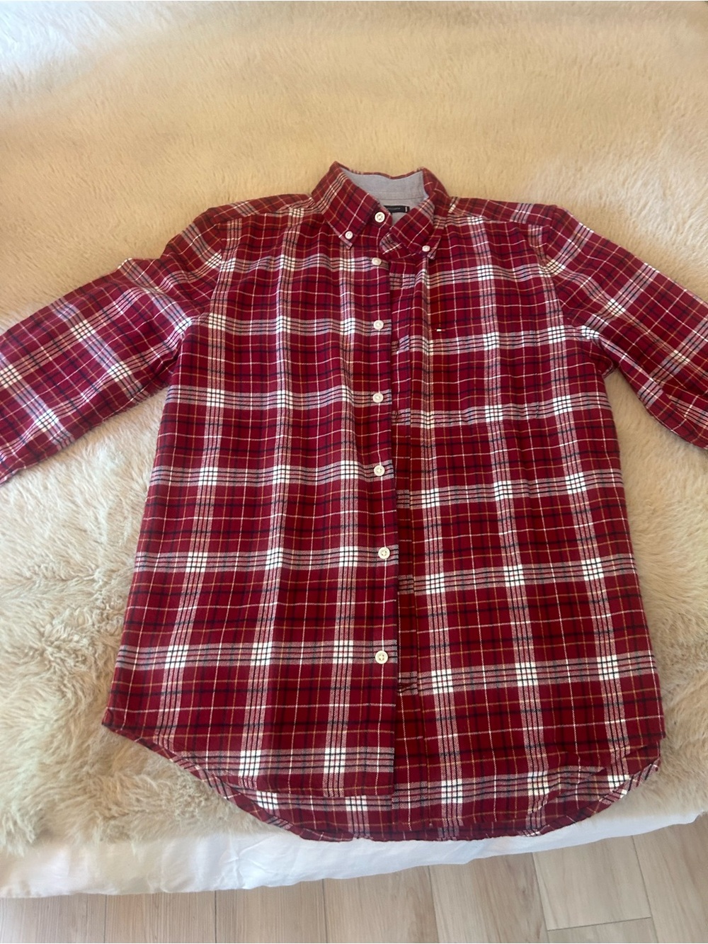 Tommy Hilfiger Red & White Plaid Button-Down Shirt